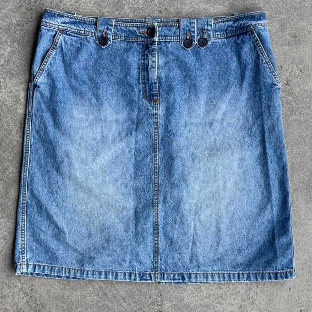 Faded Glory blue denim midi skirt  Size 40"
